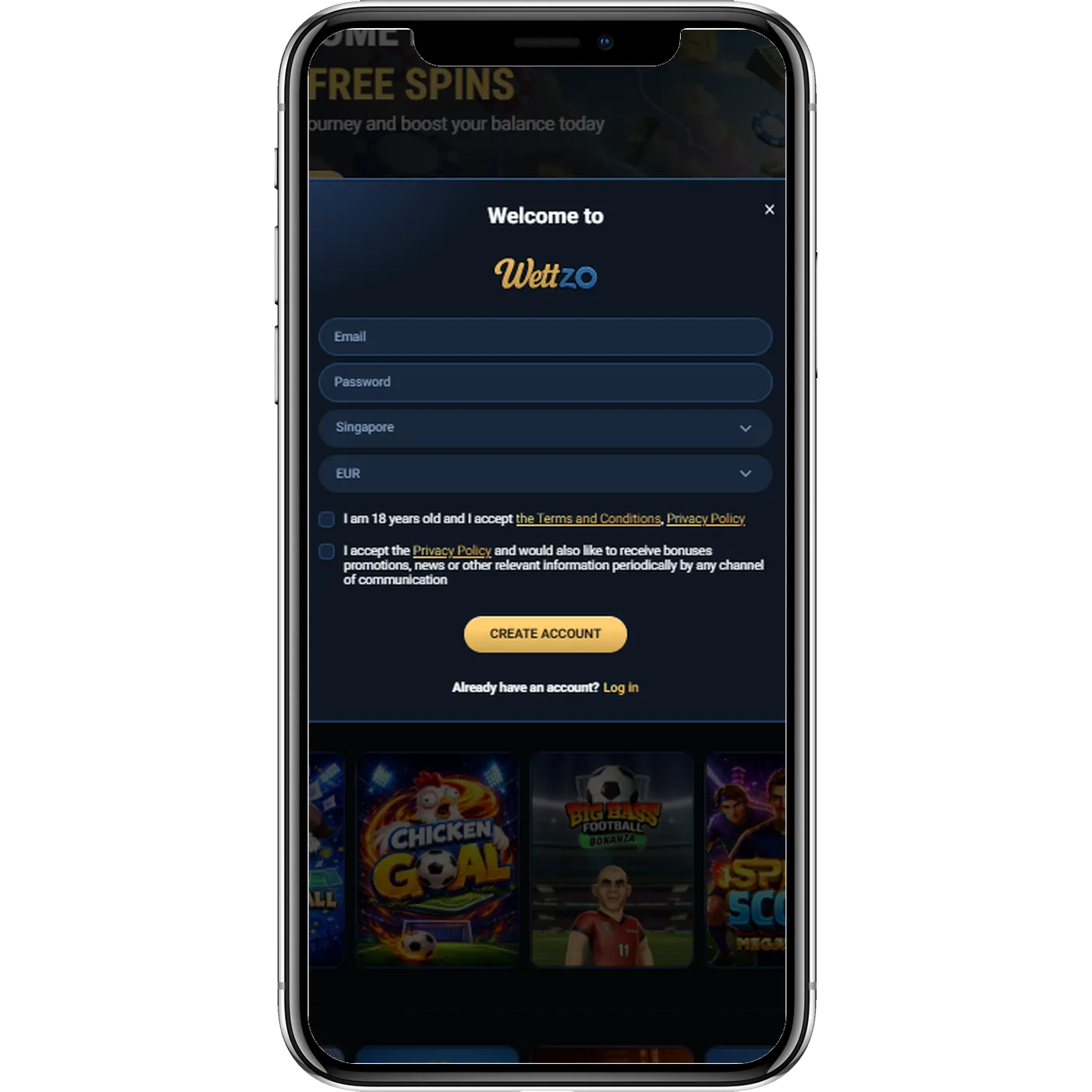Wettzo Casino register